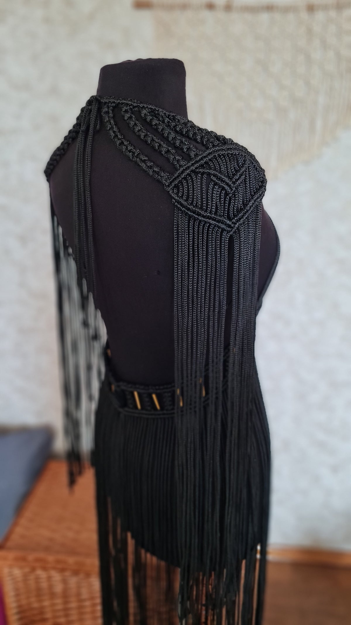 Handmade Macrame Maxi Dress – Custom Colors & Metallic Accents