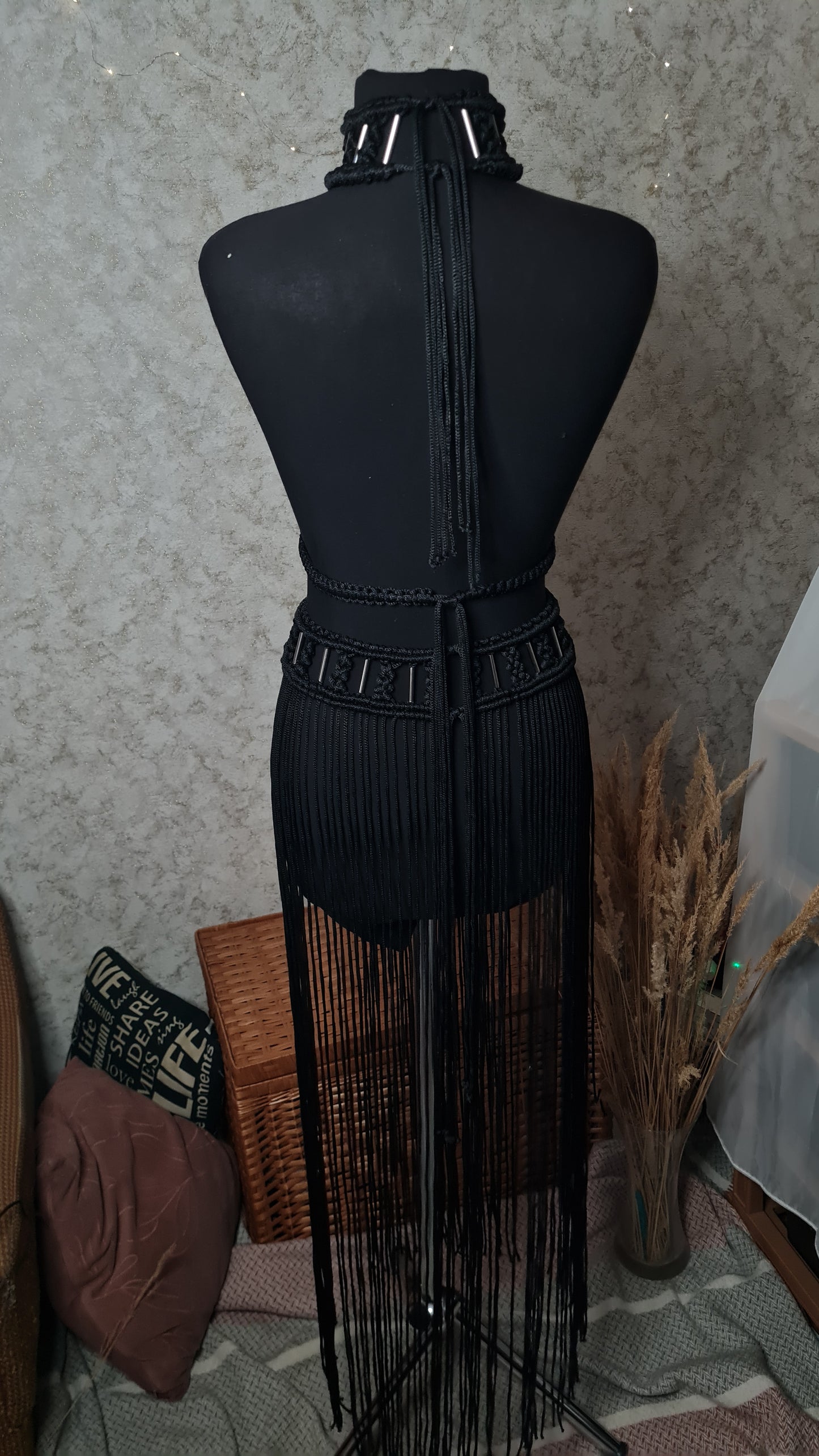 Custom Macrame Fringe Skirt & Adjustable Harness Set | Boho Festival Wear