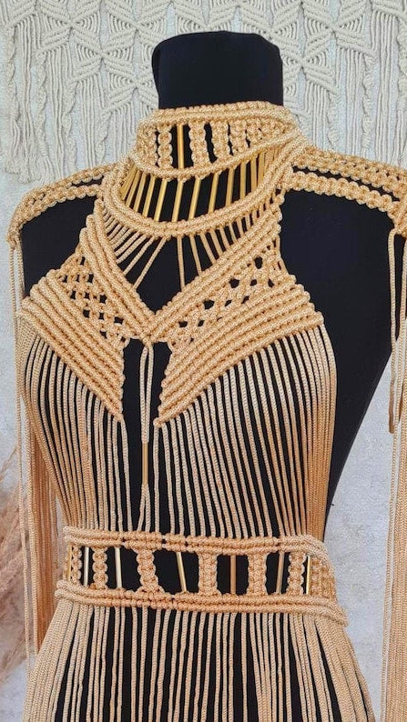 Greek goddess costume: gold festival dress rave outfit