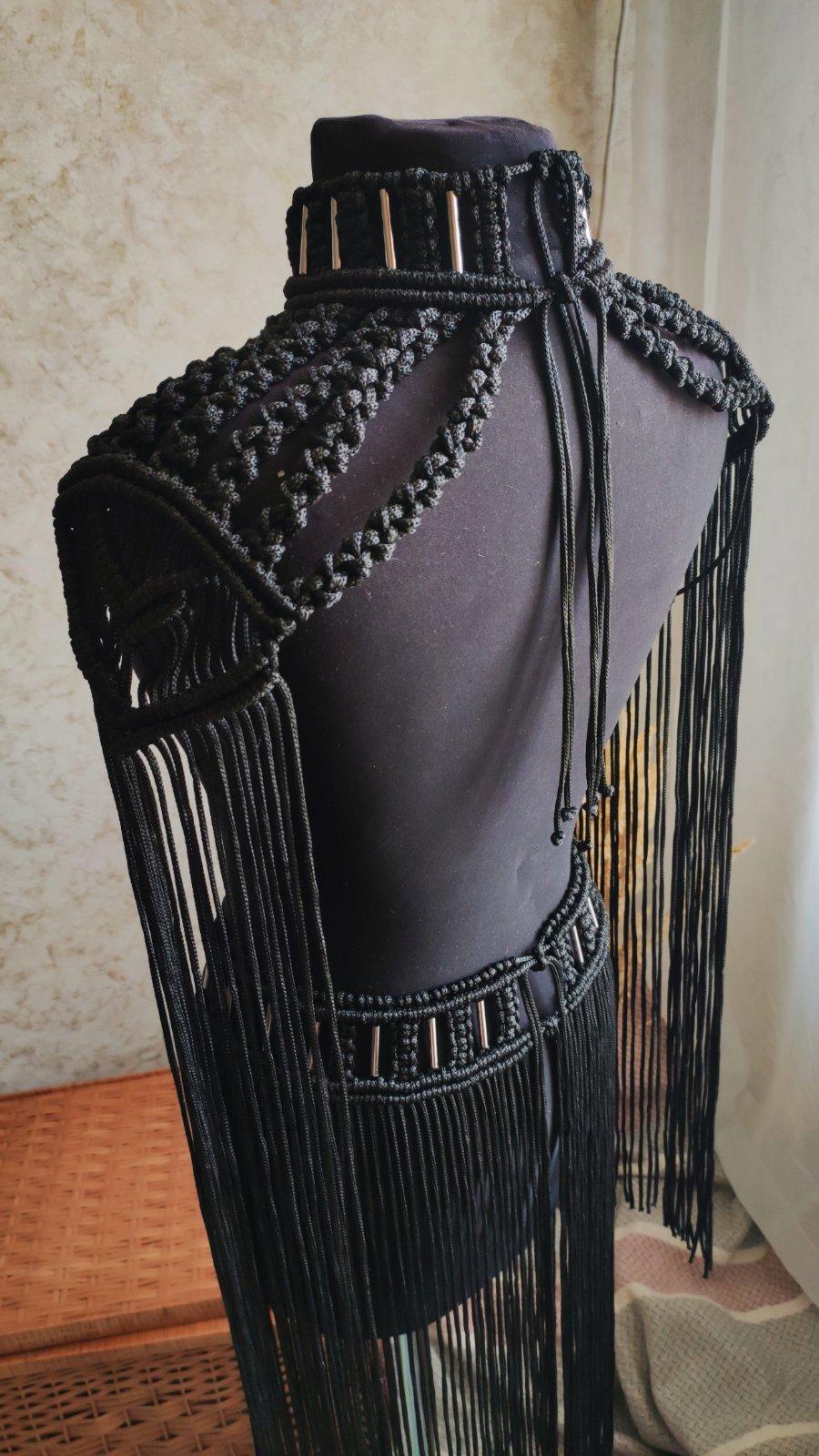 Black Macrame Dark Goddess Outfit – Festival & Halloween Set