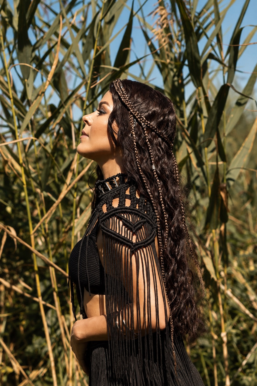 Black Macrame Dark Goddess Outfit – Festival & Halloween Set
