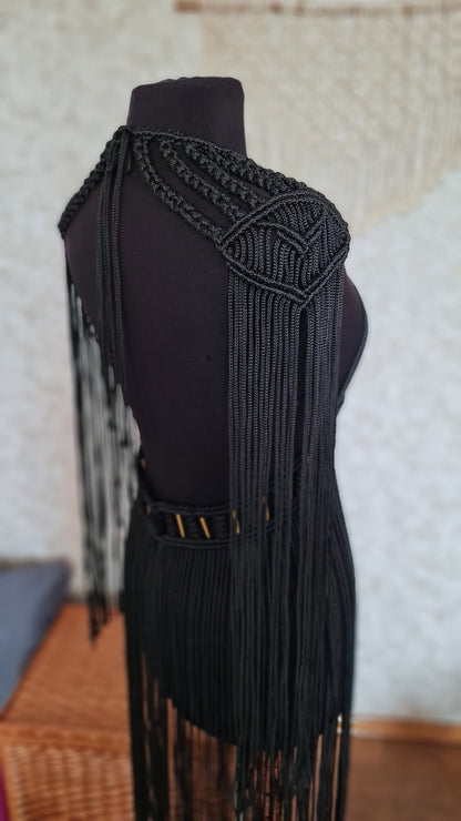 Handmade Macrame Maxi Dress – Custom Colors & Metallic Accents