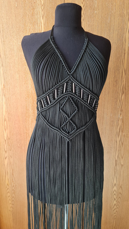 Handmade Macrame Maxi Dress – Custom Colors & Metallic Accents