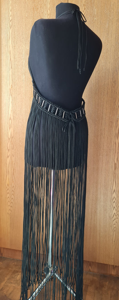 Handmade Macrame Maxi Dress – Custom Colors & Metallic Accents