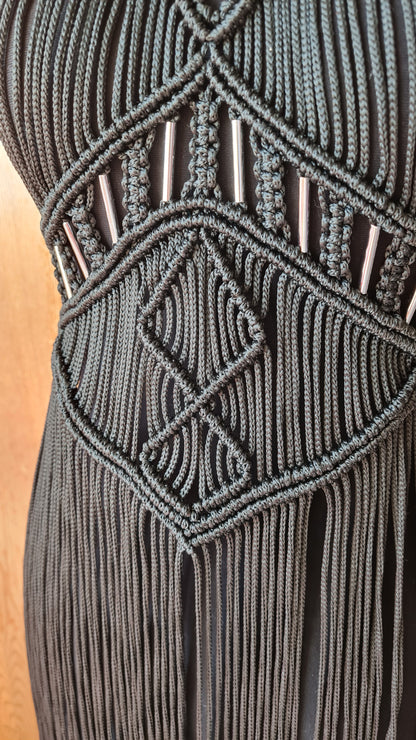 Handmade Macrame Maxi Dress – Custom Colors & Metallic Accents