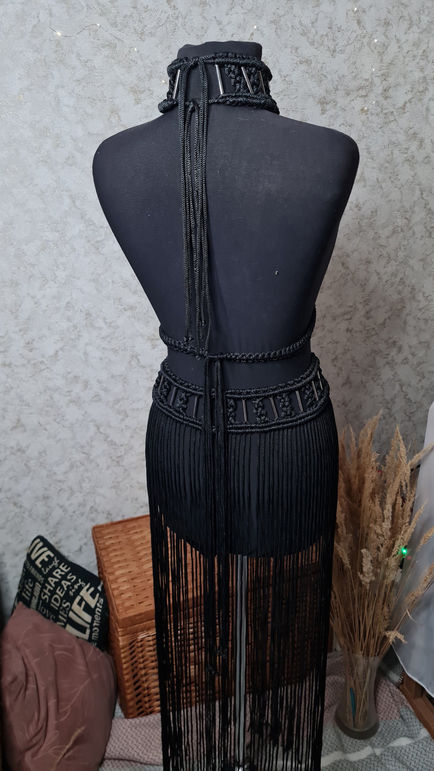 Custom Macrame Harness with Metal Rings | Custom Festival Outfit