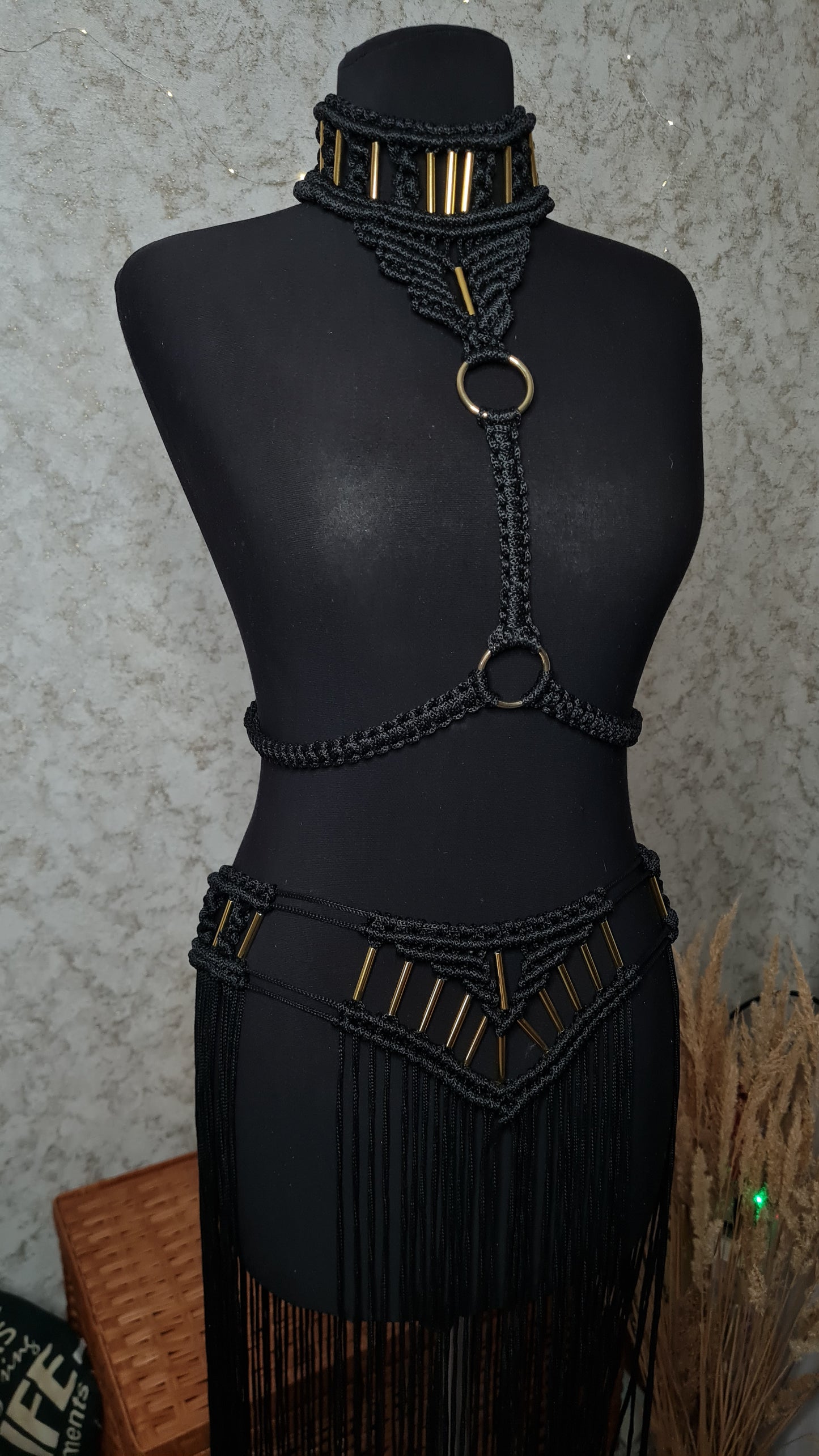 Custom Macrame Harness with Metal Rings | Custom Festival Outfit