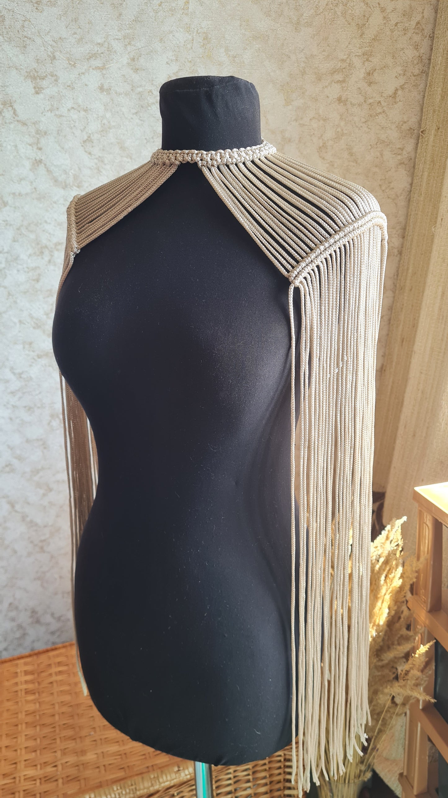 Macrame Fringe Epaulettes |  Boho Festival Fringe Shoulder Piece Custom Made