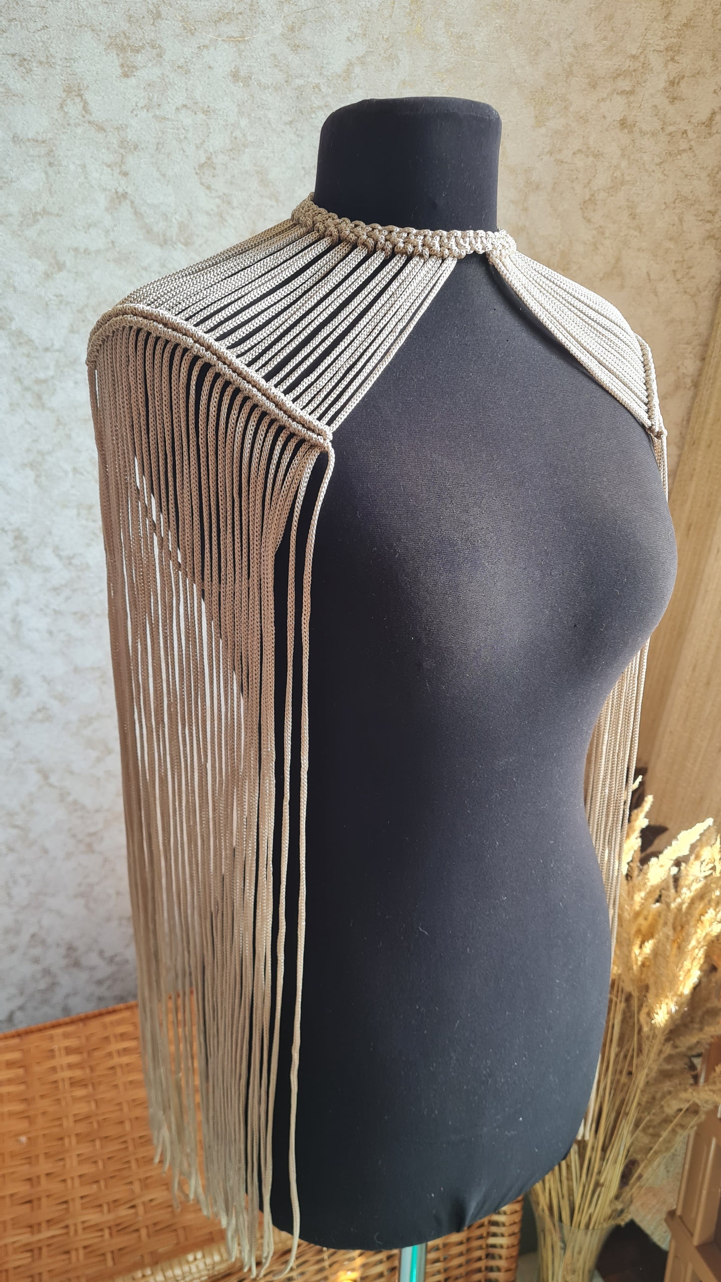 Macrame Fringe Epaulettes |  Boho Festival Fringe Shoulder Piece Custom Made