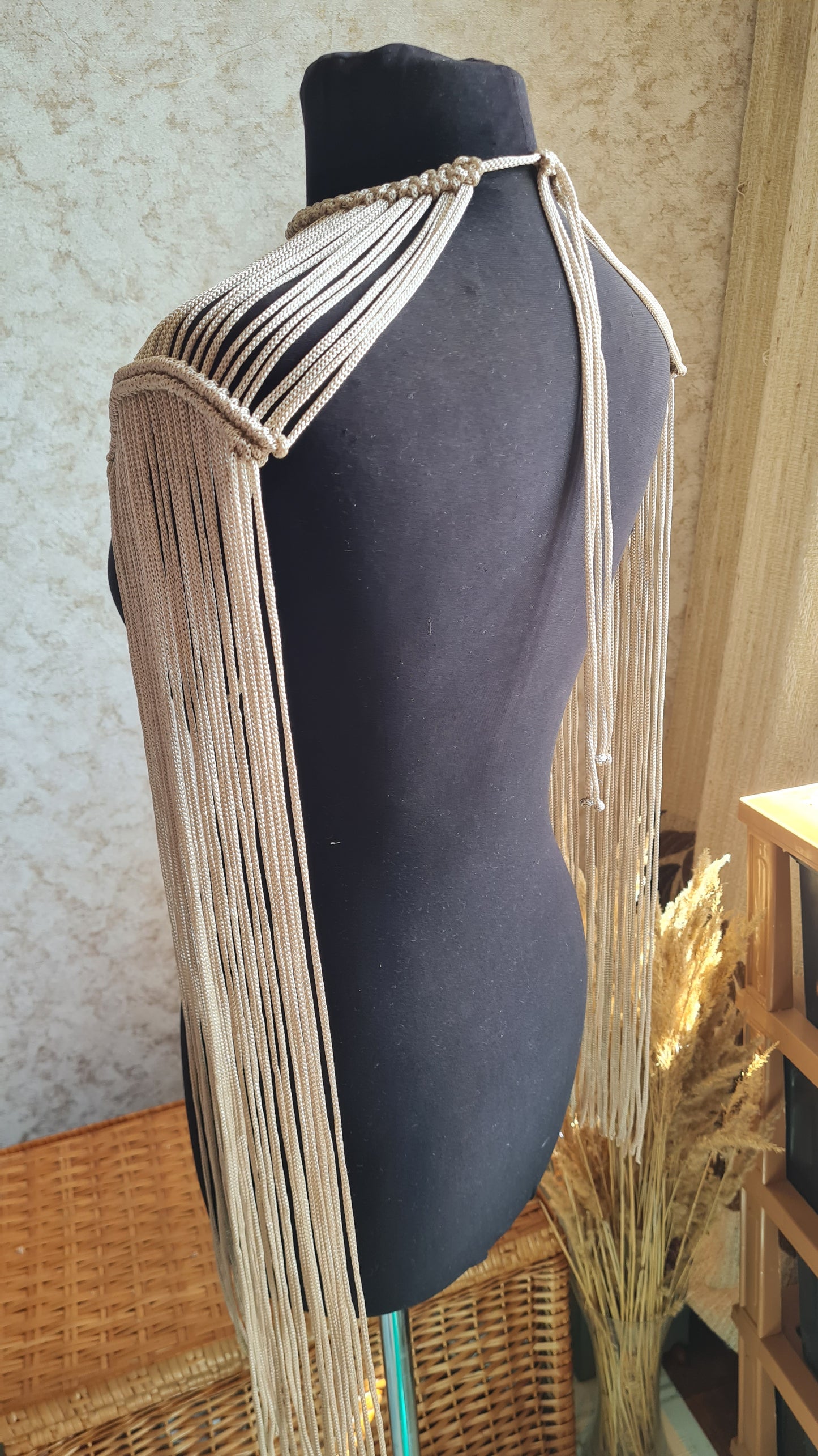Macrame Fringe Epaulettes |  Boho Festival Fringe Shoulder Piece Custom Made