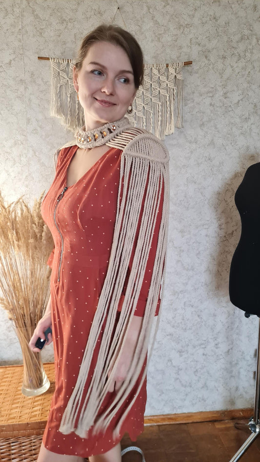 Shoulder epaulettes Trendy Burning Man Vest Cotton Necklace