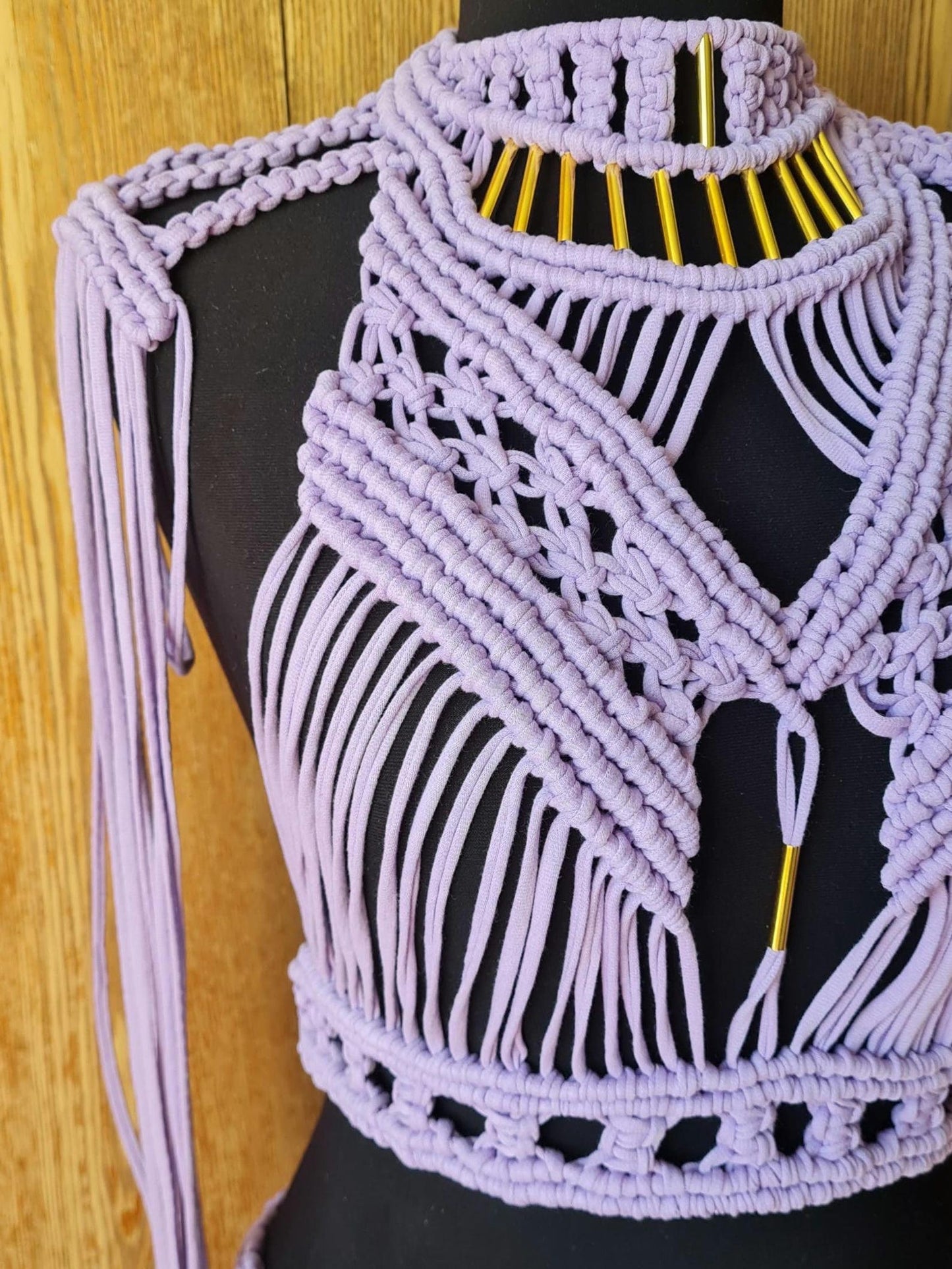 Handmade Macrame Crop Top and Maxi Skirt Set: Bohemian outfit