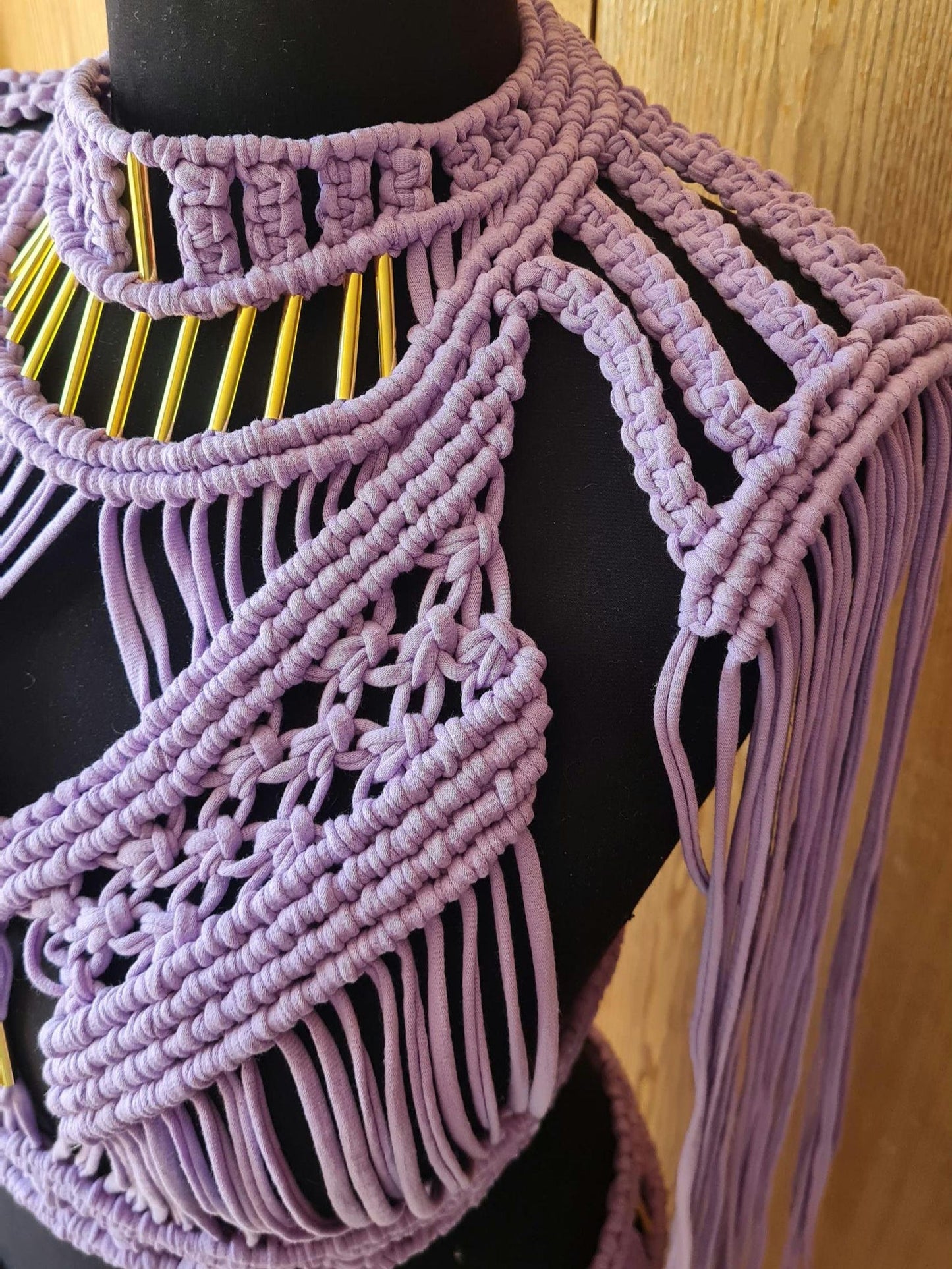Handmade Macrame Crop Top and Maxi Skirt Set: Bohemian outfit