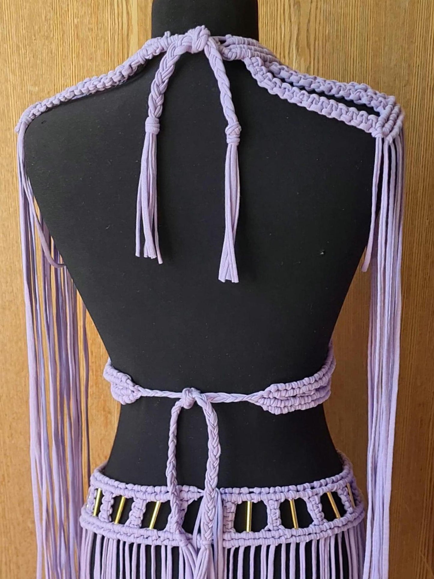 Handmade Macrame Crop Top and Maxi Skirt Set: Bohemian outfit