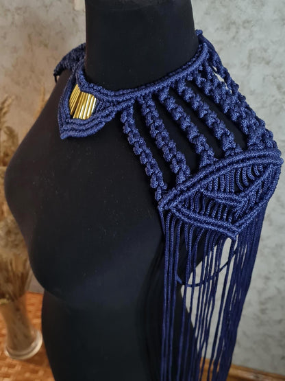 Gold Macrame Shoulder Choker: Festival Boho Shoulder Jewelry