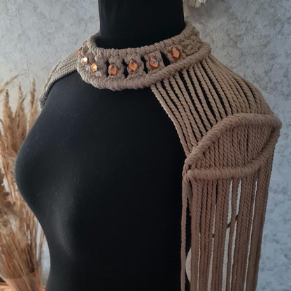 Shoulder epaulettes Trendy Burning Man Vest Cotton Necklace
