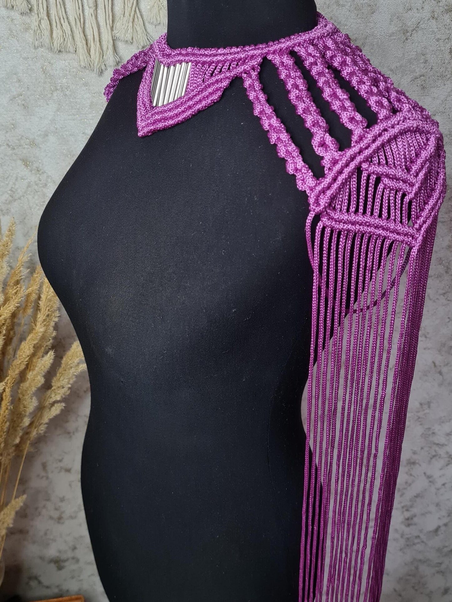 Gold Macrame Shoulder Choker: Festival Boho Shoulder Jewelry