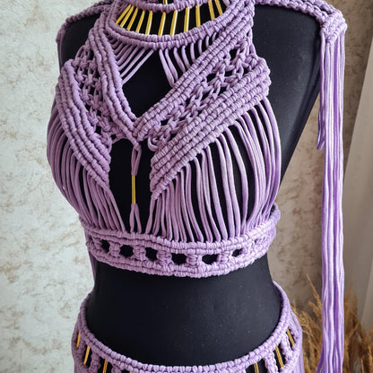 Handmade Macrame Crop Top and Maxi Skirt Set: Bohemian outfit