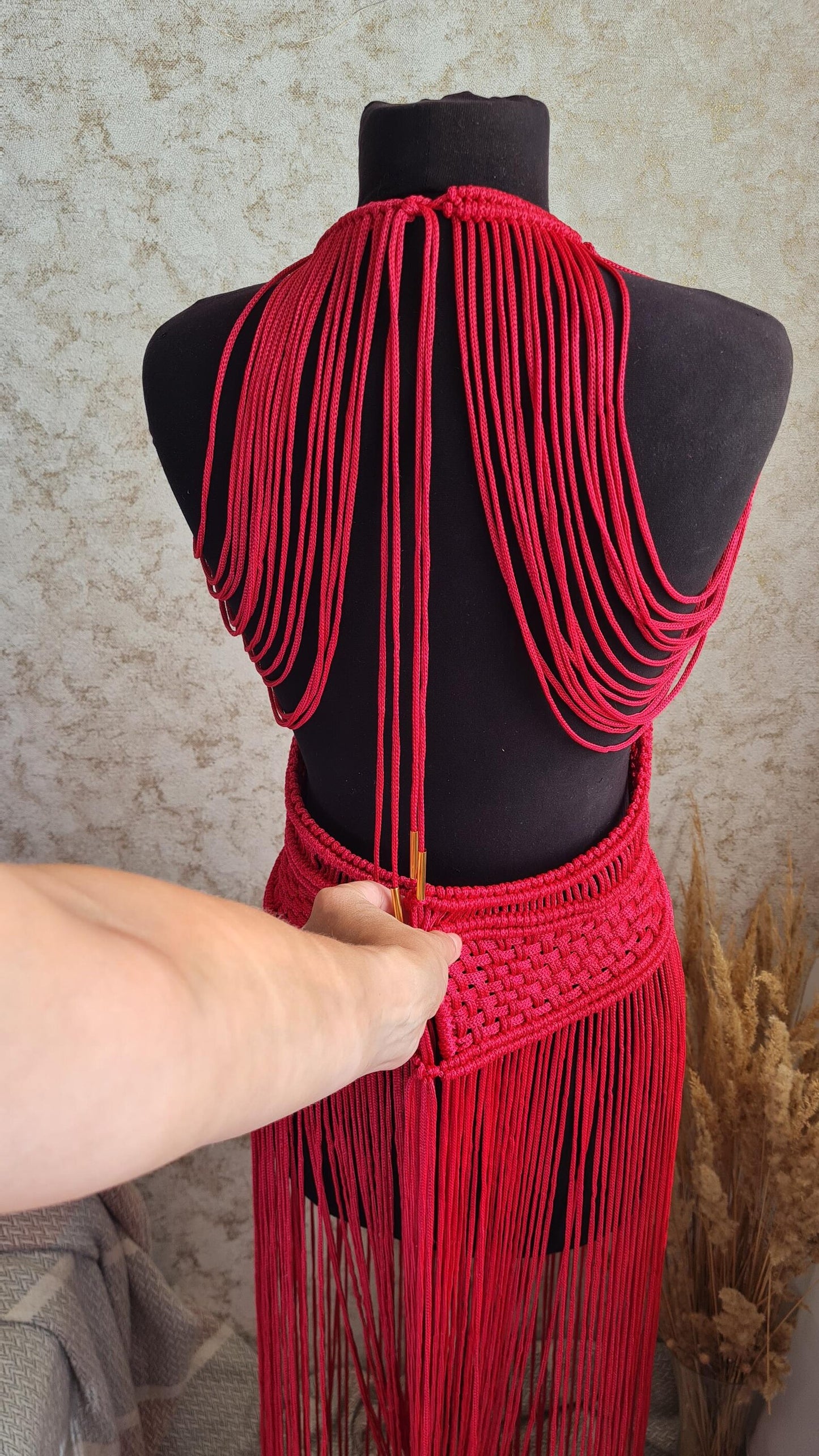 Macrame wedding dress Handmade shiny Clothing Burning Man Look Boho Fringe dress coachella outfits