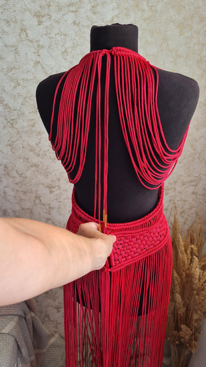 Macrame wedding dress Handmade shiny Clothing Burning Man Look Boho Fringe dress coachella outfits