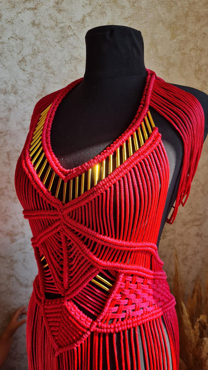 Macrame wedding dress Handmade shiny Clothing Burning Man Look Boho Fringe dress coachella outfits