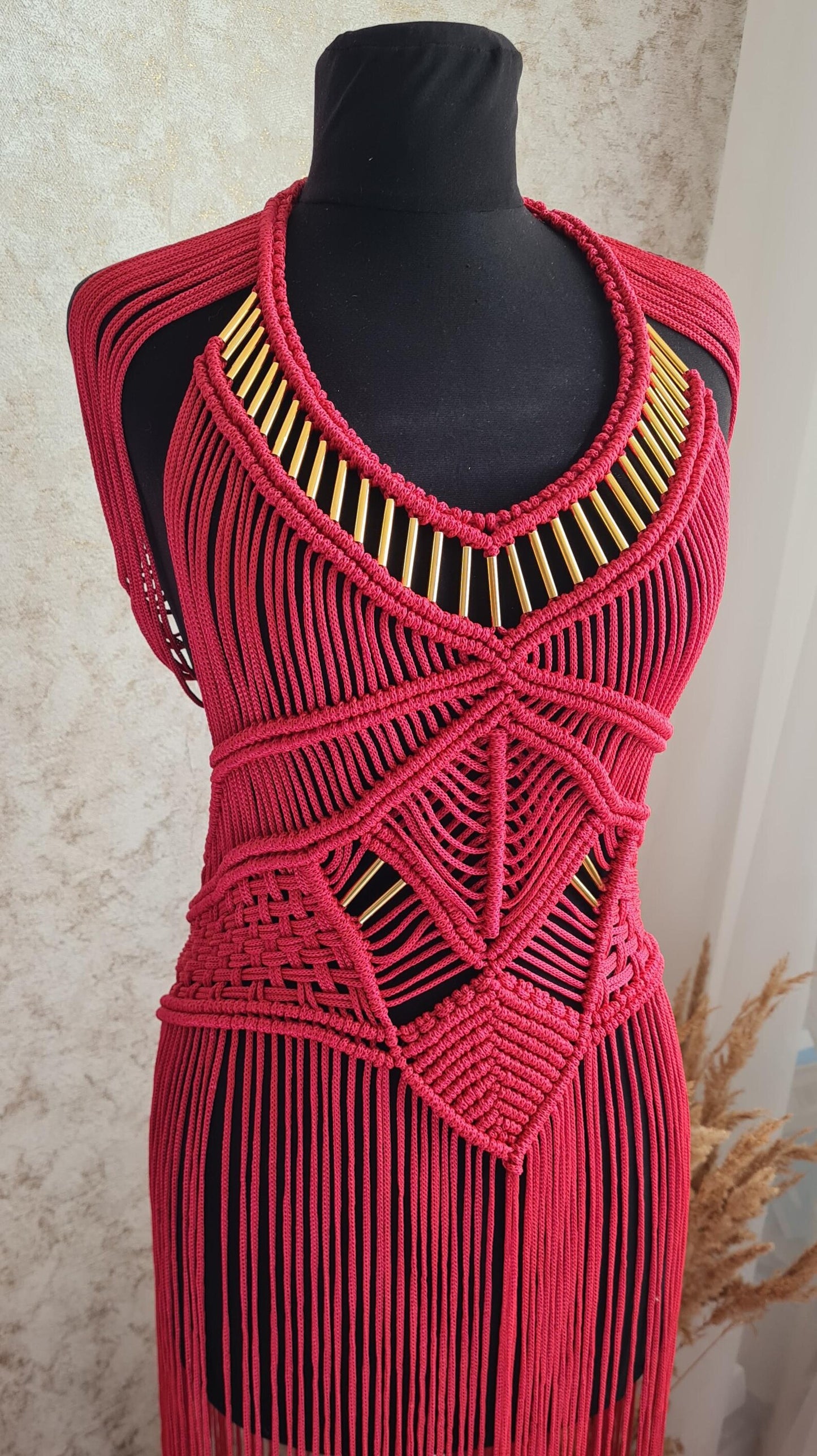 Macrame wedding dress Handmade shiny Clothing Burning Man Look Boho Fringe dress coachella outfits