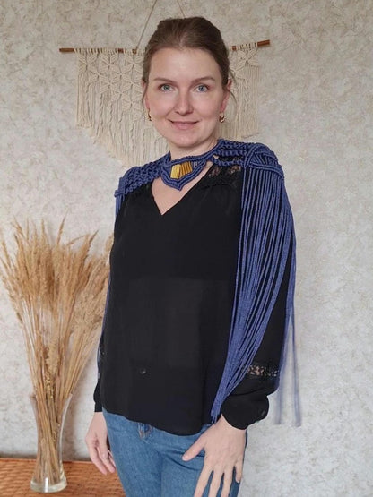 Gold Macrame Shoulder Choker: Festival Boho Shoulder Jewelry