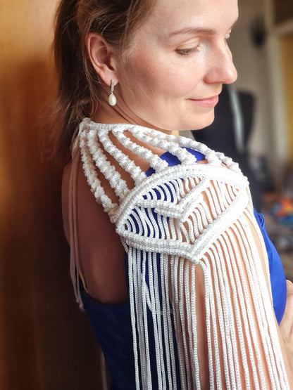 Gold Macrame Shoulder Choker: Festival Boho Shoulder Jewelry