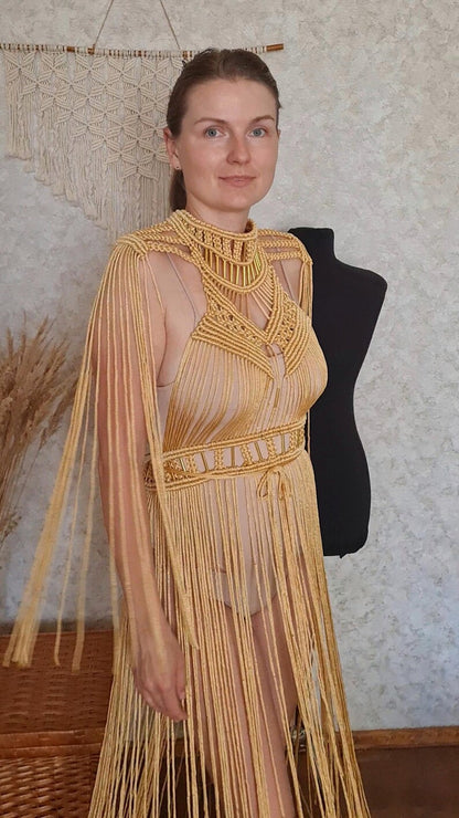 Greek goddess costume: gold festival dress rave outfit