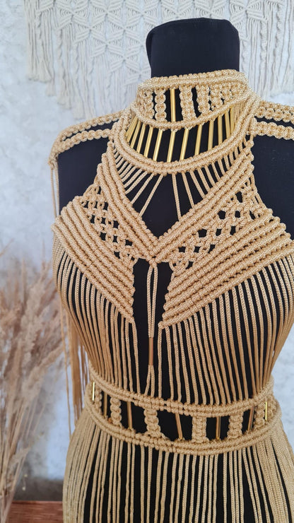 Greek goddess costume: gold festival dress rave outfit