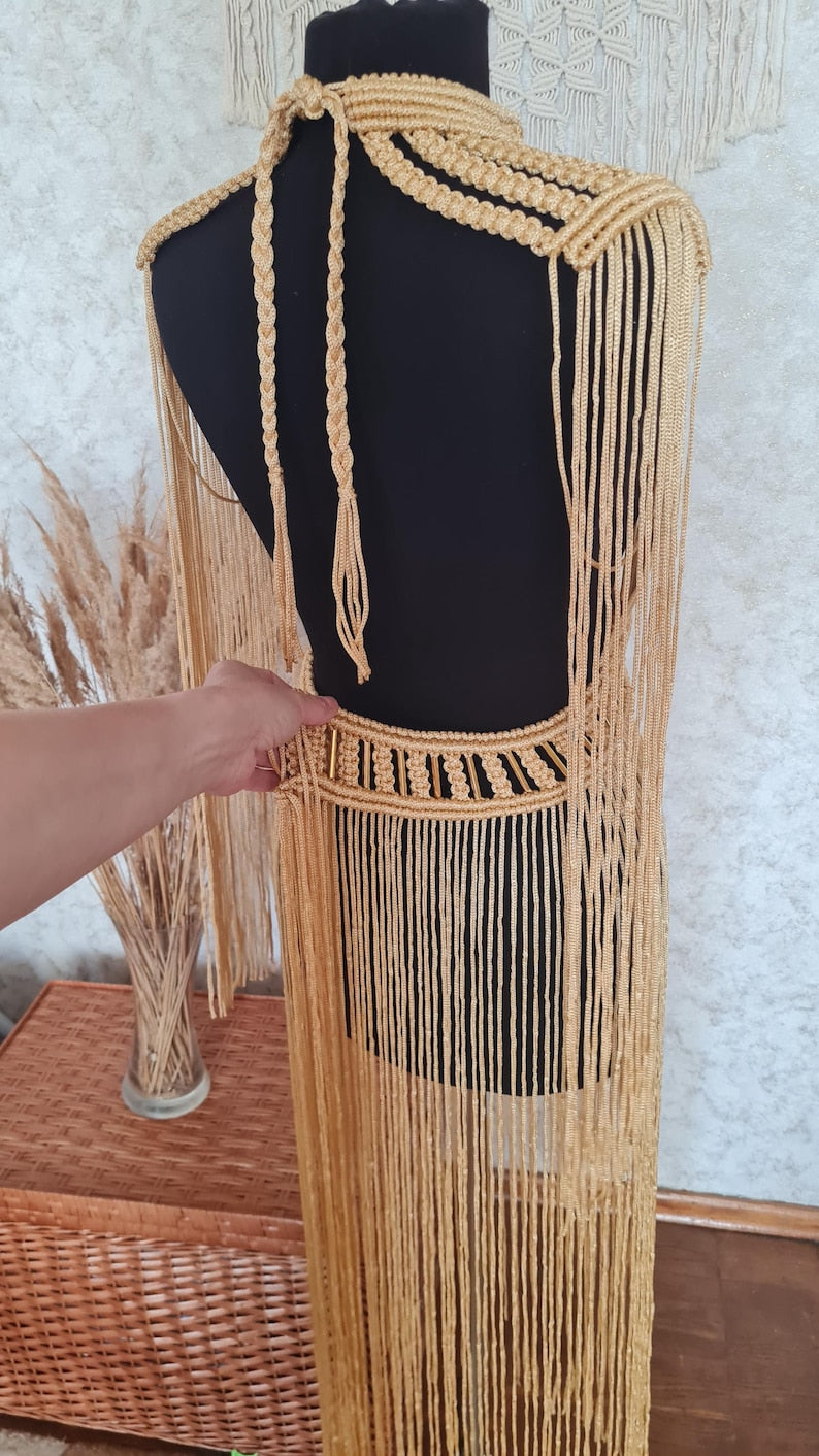 Greek goddess costume: gold festival dress rave outfit