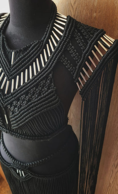 Knotted Crop Top and Skirt – Macrame Set for Summer Festival wear