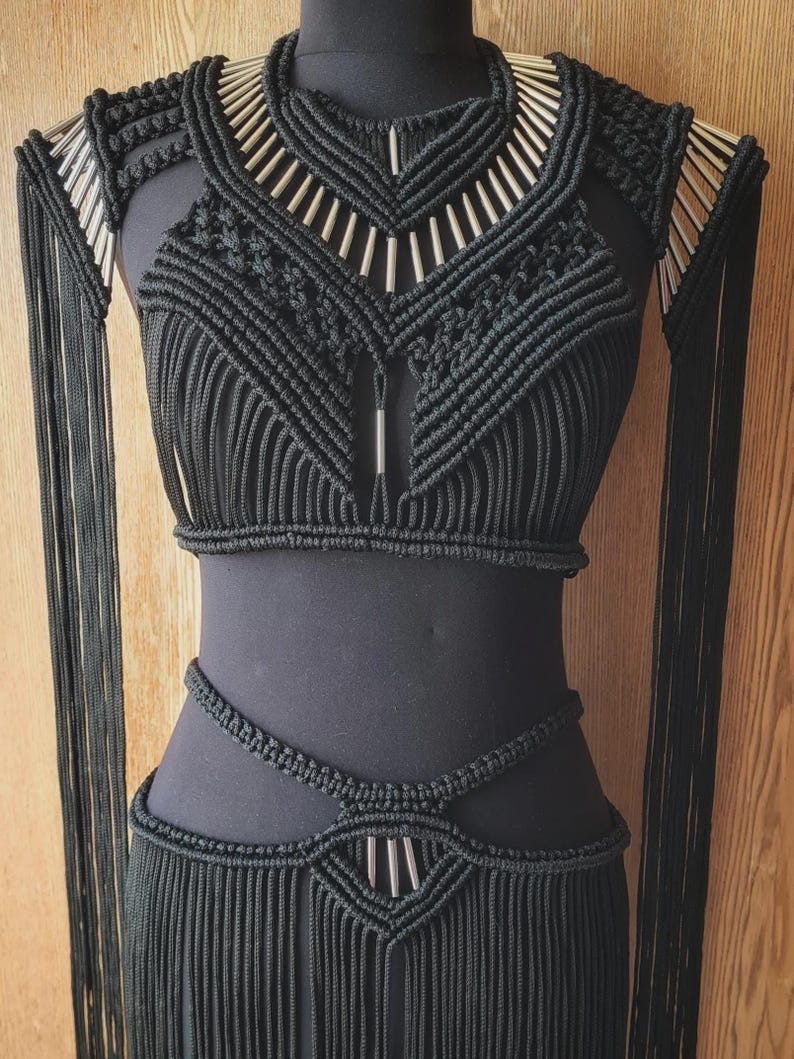 Knotted Crop Top and Skirt – Macrame Set for Summer Festival wear