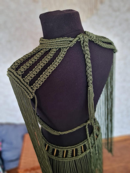 Macrame Knotted Crop Top with Metal Beads | Boho Resort & Festival Top
