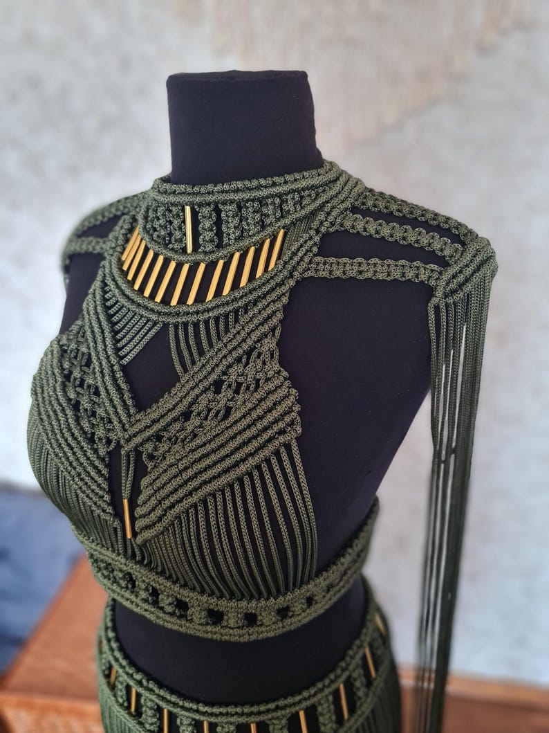 Macrame Knotted Crop Top with Metal Beads | Boho Resort & Festival Top