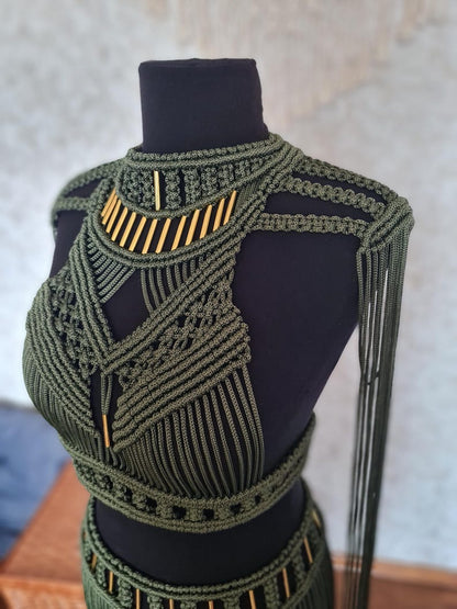 Macrame Knotted Crop Top with Metal Beads | Boho Resort & Festival Top