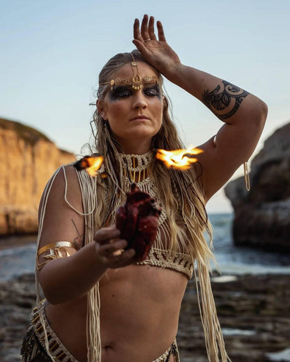 Macrame Knotted Crop Top with Metal Beads | Boho Resort & Festival Top