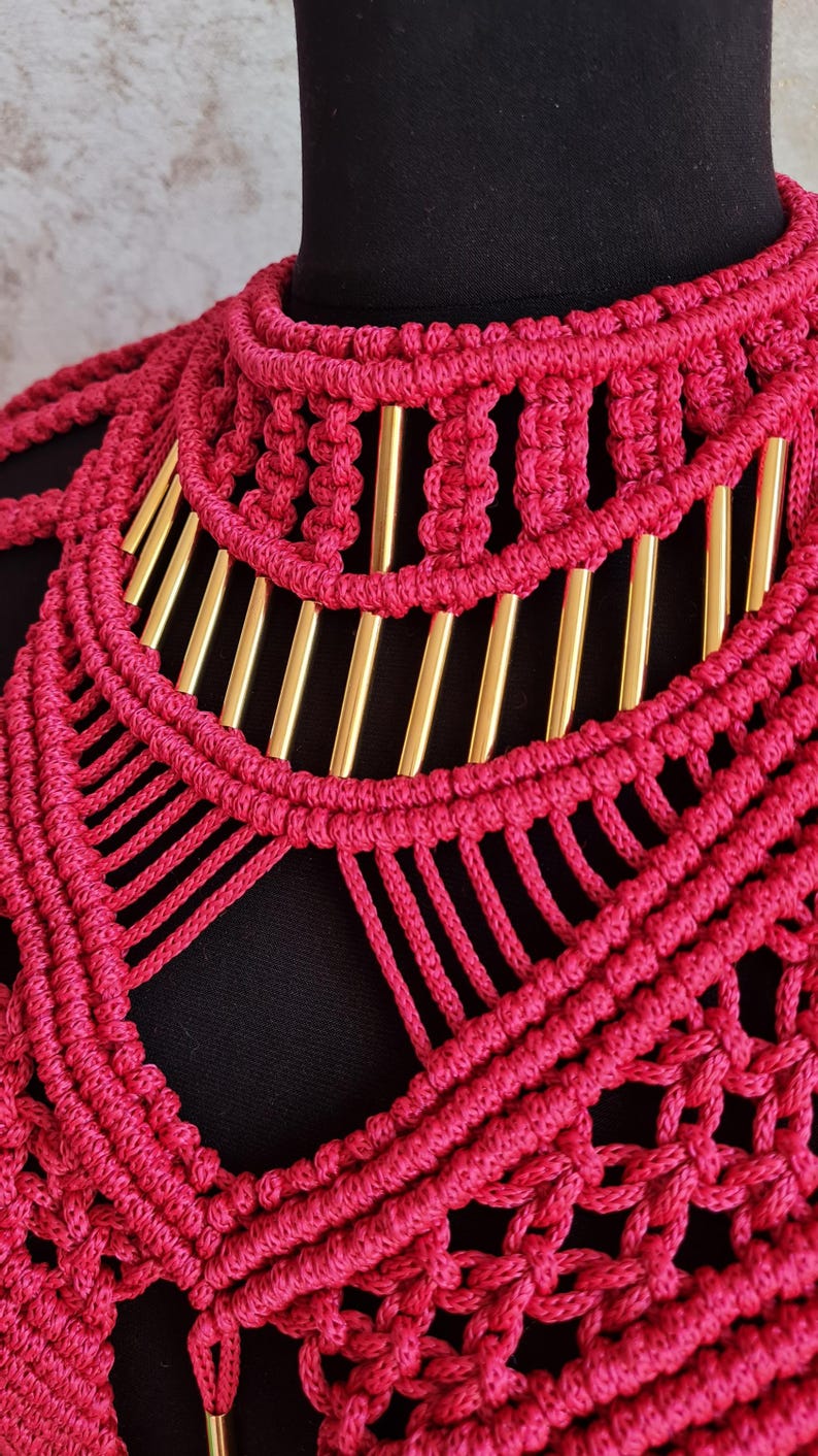 Macrame Knotted Crop Top with Metal Beads | Boho Resort & Festival Top