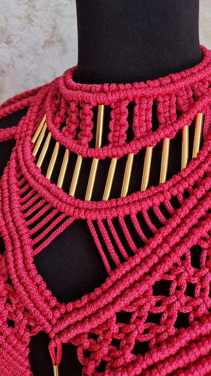 Macrame Knotted Crop Top with Metal Beads | Boho Resort & Festival Top