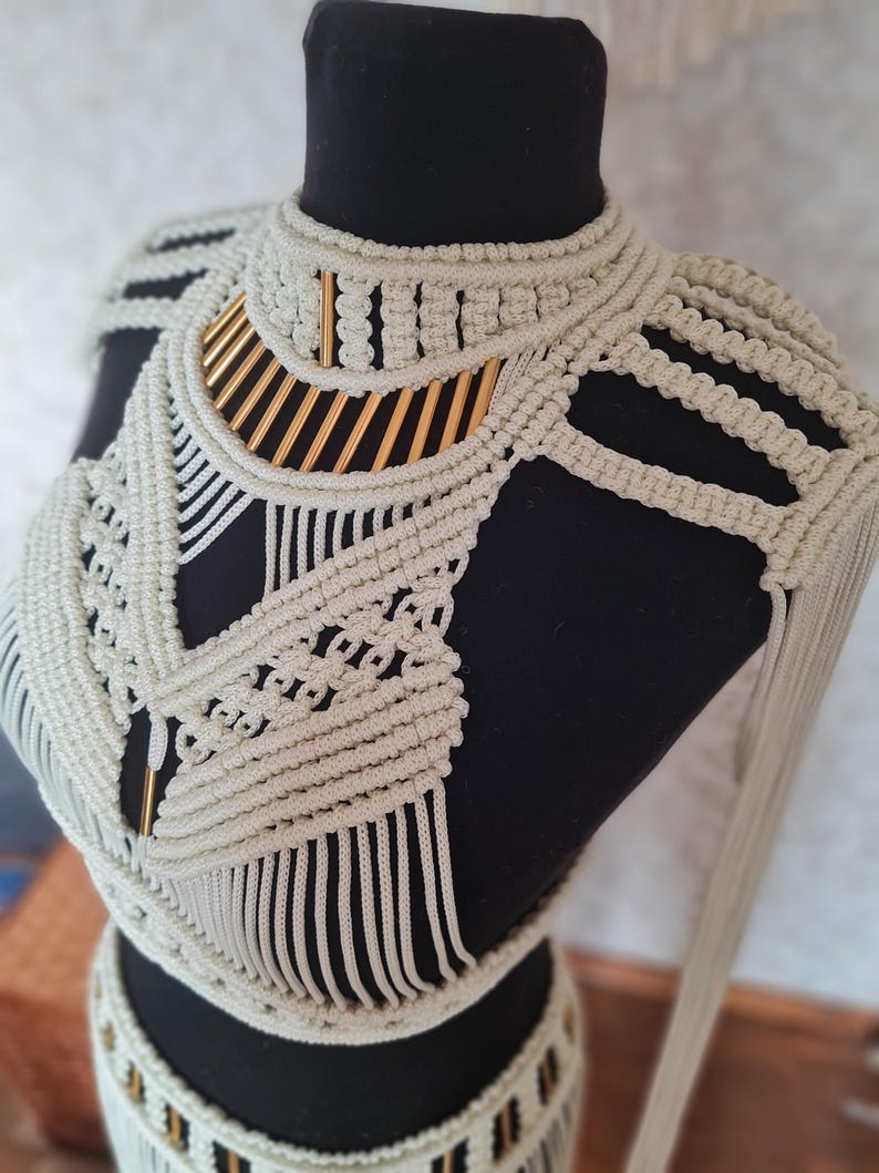 Macrame Knotted Crop Top with Metal Beads | Boho Resort & Festival Top