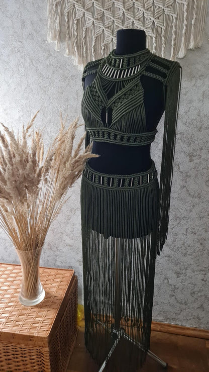 Macrame Knotted Crop Top with Metal Beads | Boho Resort & Festival Top