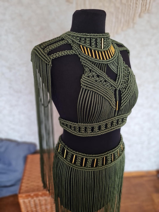 Macrame Knotted Crop Top with Metal Beads | Boho Resort & Festival Top