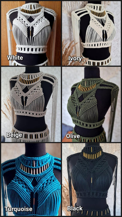 Macrame Knotted Crop Top with Metal Beads | Boho Resort & Festival Top