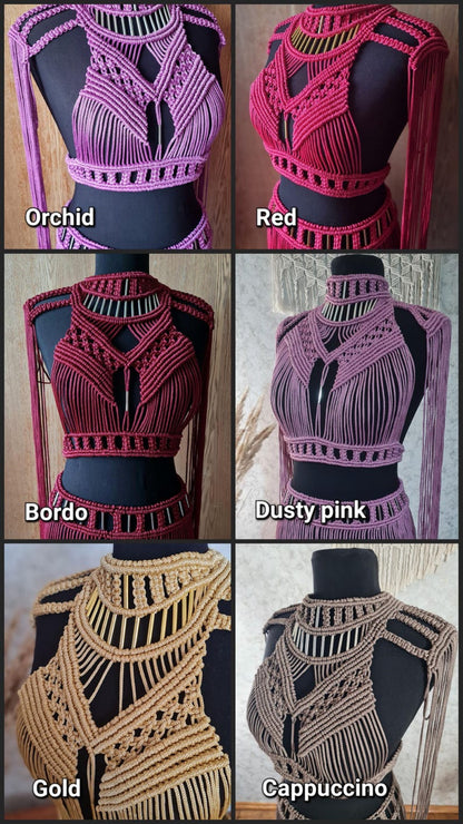 Macrame Knotted Crop Top with Metal Beads | Boho Resort & Festival Top