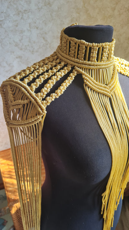 Goddess epaulettes Macrame necklace Tassel shoulder piece