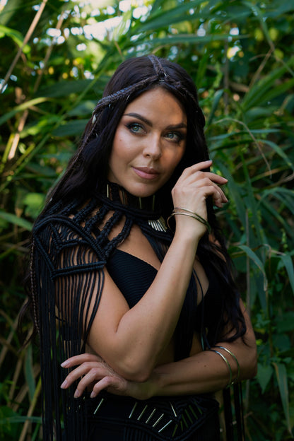Black Macrame Dark Goddess Outfit – Festival & Halloween Set