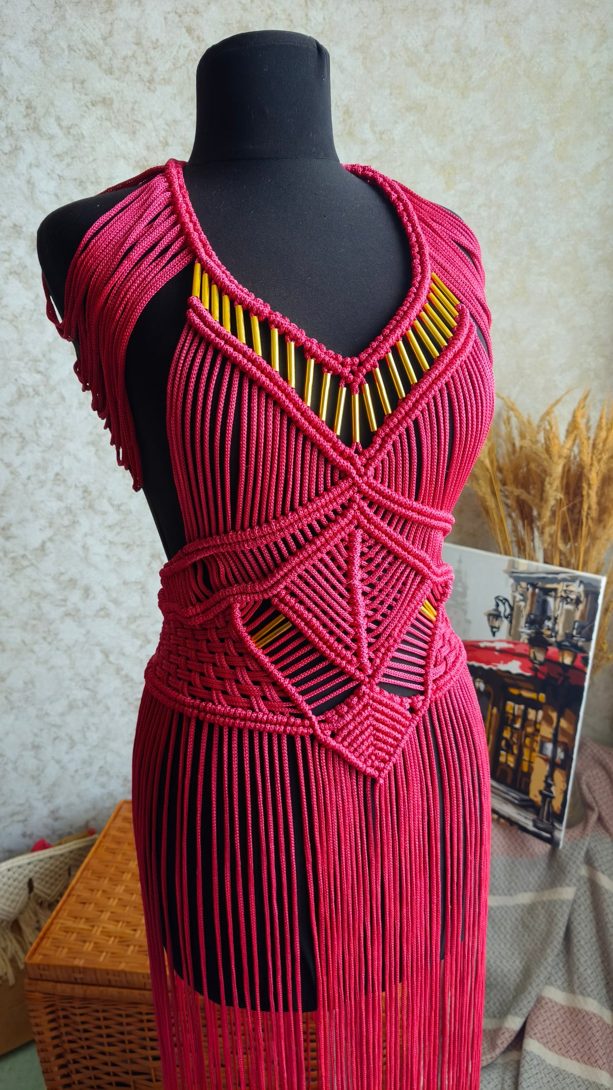 Handmade Macrame Festival Dress – Custom Boho Fringe Outfit