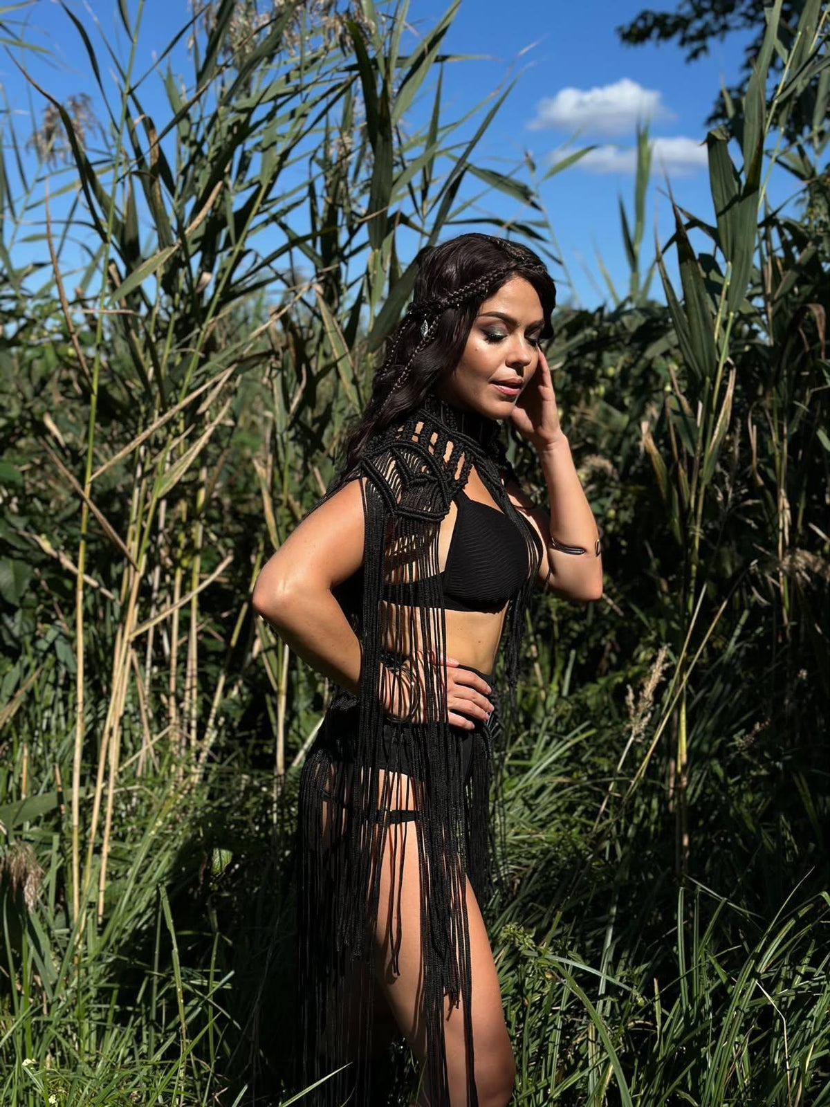 Black Macrame Dark Goddess Outfit – Festival & Halloween Set